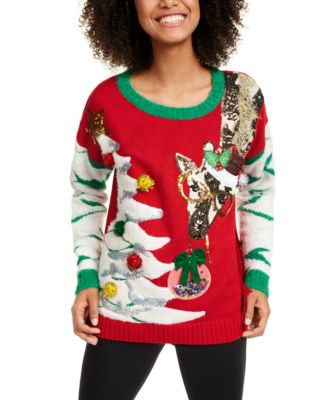 Hooked Up by IOT Juniors' Giraffe Christmas Sweater - Macy's